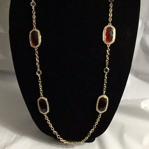 Red Stone Gold Tone Necklace